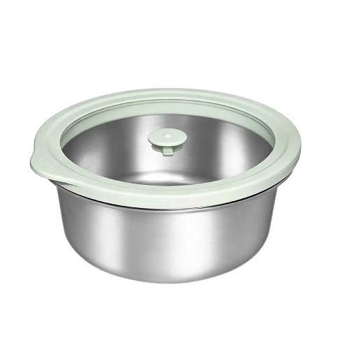 Round Stainless Steel Food Storage with Glass Lid