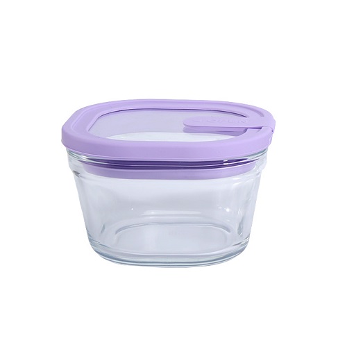 Square shapes of small capacity glass food containers with lids