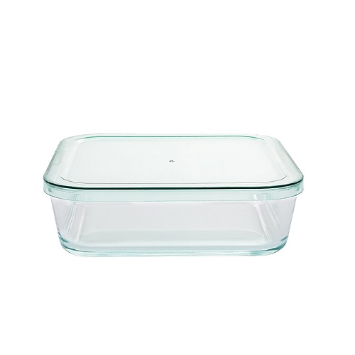1350ml Square shapes of small capacity glass food containers with lids