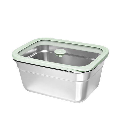 Rectangle Stainless Steel Food Storage with Glass Lid-V