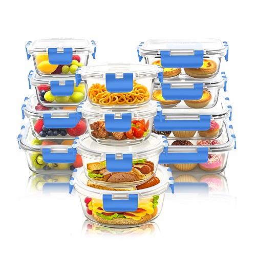 24-Piece Borosilicate Glass Eco-Friendly Stackable Kitchen Food Containers