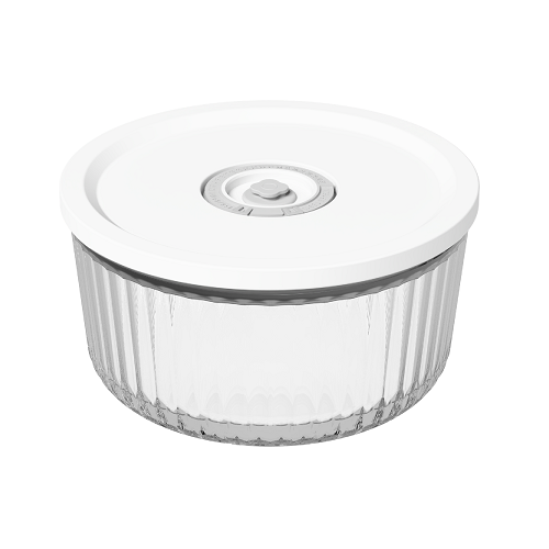 Round Food Storage Container with Wavy Glass Pattern