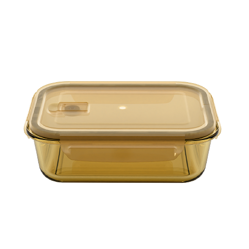 Amber-Colored Rectangle Food Storage Container