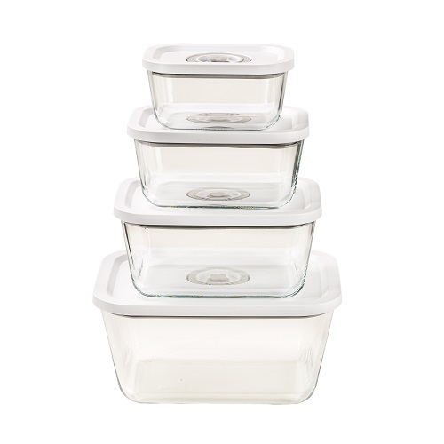 Rectangle Eco-friendly vacuum glass food storage container
