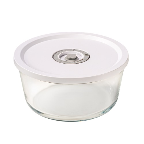 Round Eco-friendly vacuum glass food storage container