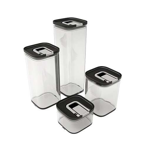 One-Hand Pull-Top Glass Square Jar