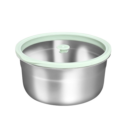 Round Stainless Steel Food Storage with Glass Lid-V