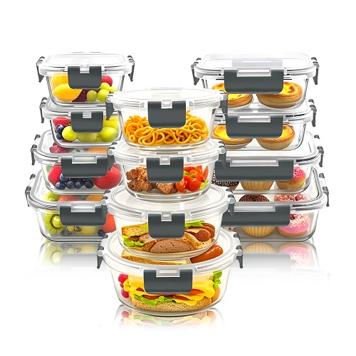 24-Piece Borosilicate Glass Eco-Friendly Stackable Kitchen Food Containers