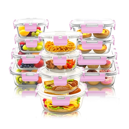 24-Piece Borosilicate Glass Eco-Friendly Stackable Kitchen Food Containers