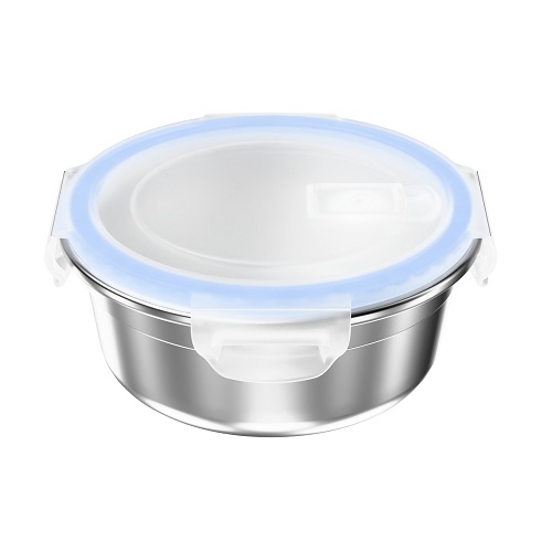 Round Stainless Steel Food Storage with Glass Lid-PSS