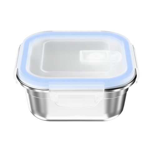 Square Stainless Steel Food Storage with Glass Lid-PSS